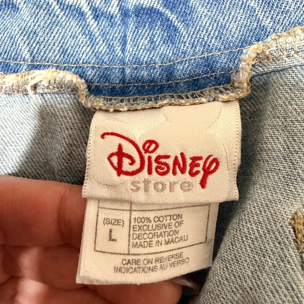 Vintage Disney Store Mickey Mouse Embroidered Jean Skirt‎ Size L Pockets Modest
